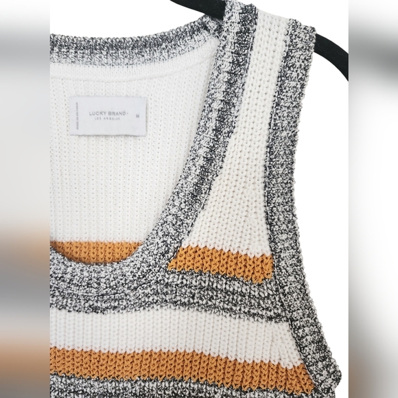 LUCKY BRAND Knit Sweater tank top, Grey/white/yellow, Size M - Picture 3 of 7